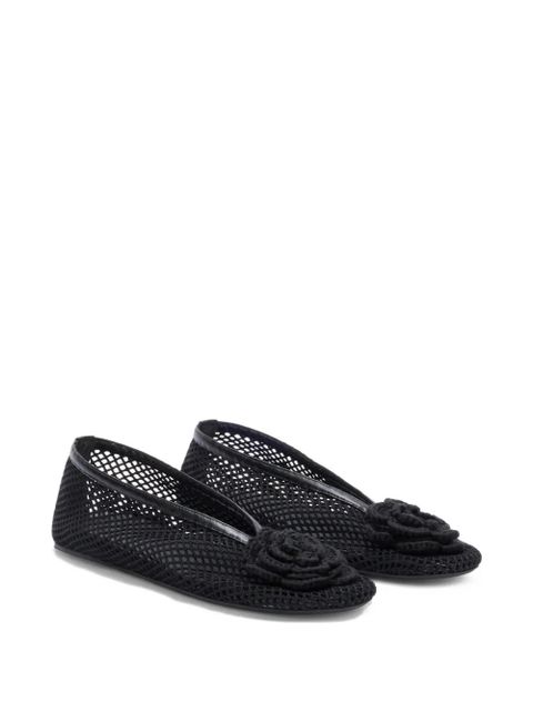 GANNI flower embellishment net ballet flats - Black - zdjęcie produktu nr 2