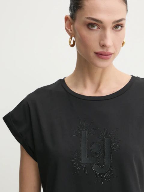 Liu Jo t-shirt bawełniany damski kolor czarny VA5151.JS923