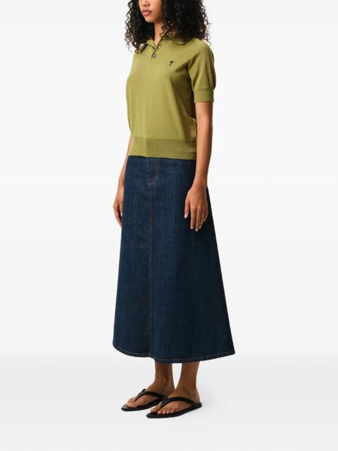 AMI Paris Ami De Coeur chest-embroidery polo top - Green - zdjęcie produktu nr 1