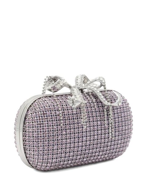 Self-Portrait crystal-embellished clutch bag - Purple
