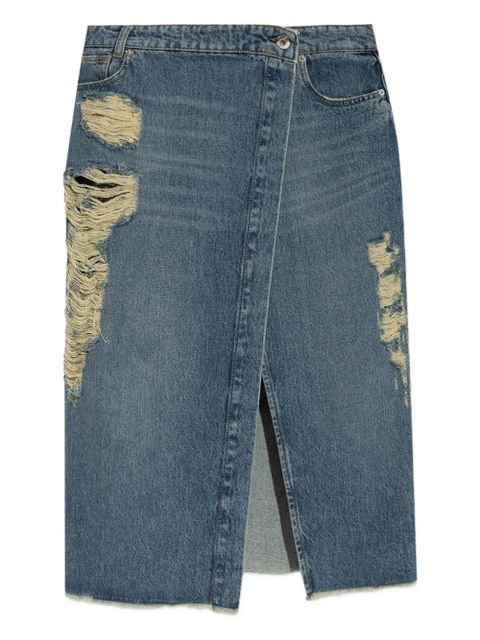 Blumarine distressed slit-front denim skirt - Blue - zdjęcie produktu nr 1