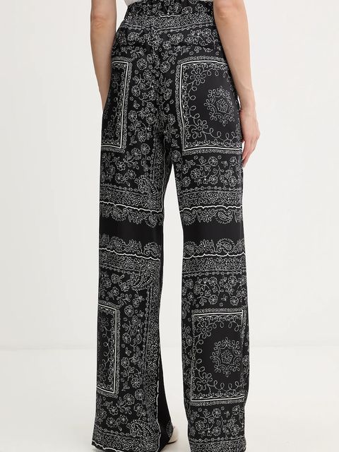 Marella spodnie damskie kolor czarny szerokie high waist 2523136271200