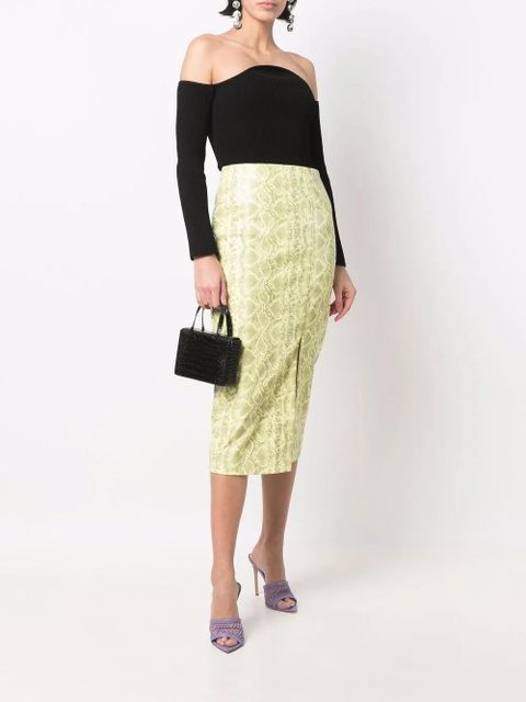 ROTATE BIRGER CHRISTENSEN snakeskin-print skirt - Yellow