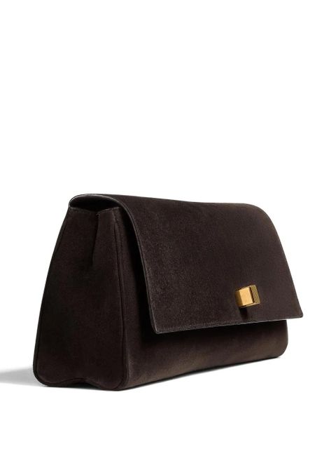 KHAITE Audrey suede clutch bag - Brown