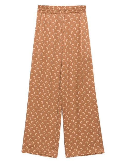 Marine Serre moon-jacquard satin trousers - Brown - zdjęcie produktu nr 1