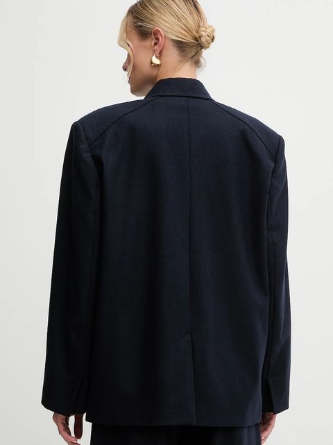 MAX&Co. marynarka z dodatkiem wełny kolor granatowy oversize melanżowa 2526086074200 - zdjęcie produktu nr 2