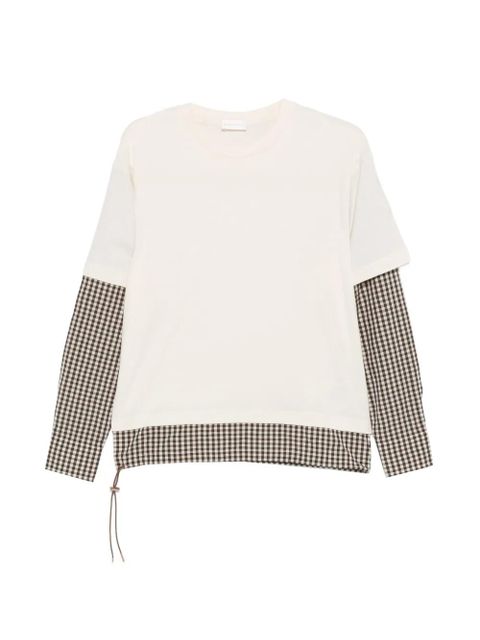 Moncler gingham layered T-shirt - Neutrals - zdjęcie produktu nr 1