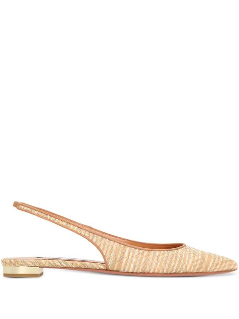Aquazzura Purist slingback woven flat pumps - Neutrals - zdjęcie produktu nr 1