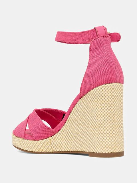 Tommy Hilfiger sandały FLAG HIGH WEDGE ESPAD CRISSCROSS kolor różowy FW0FW08661