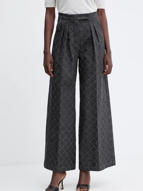 Simona Corsellini spodnie bawełniane damskie kolor szary szerokie high waist A25CPPA01001 - zdjęcie produktu nr 1