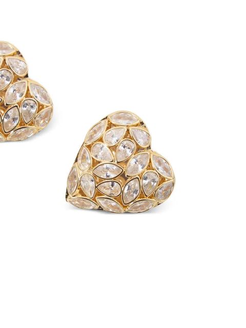 Self-Portrait embellished-heart earrings - Gold