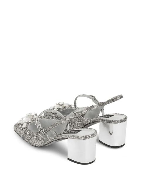 Dolce & Gabbana 60mm embroidery slingback pumps - Silver