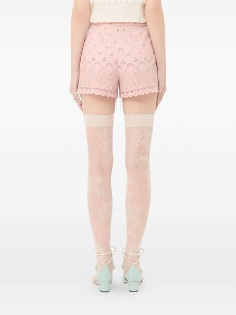 Valentino Garavani ruffle cotton ribbon shorts - Pink