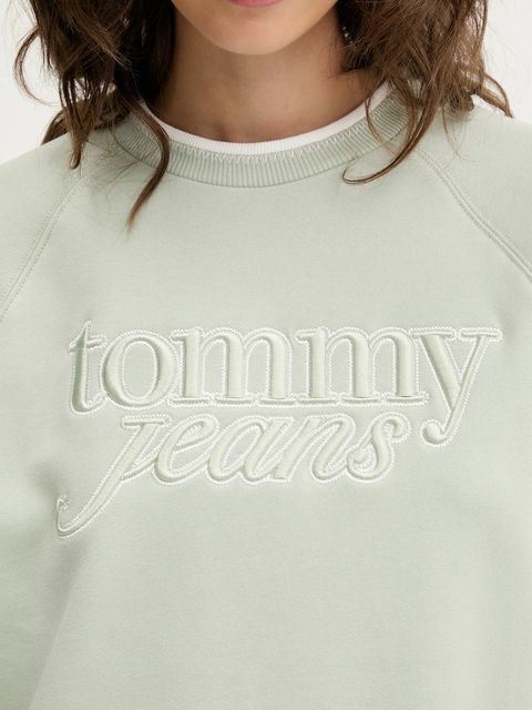 Tommy Jeans bluza damska kolor zielony z aplikacją DW0DW21196