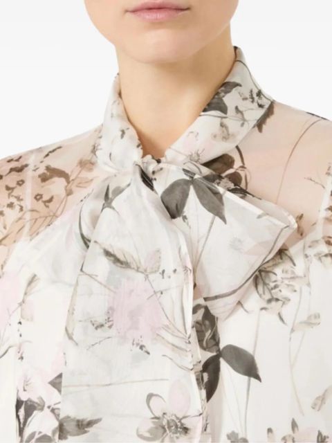 Max Mara floral bow blouse - Neutrals