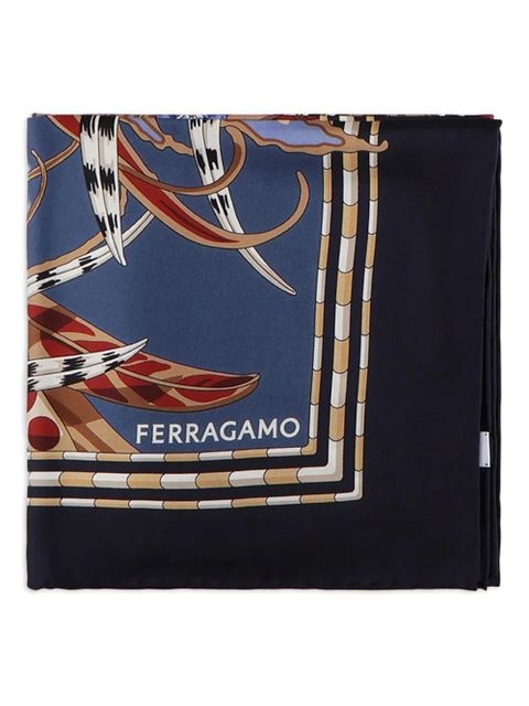 Ferragamo graphic-pattern scarf - Blue - zdjęcie produktu nr 1