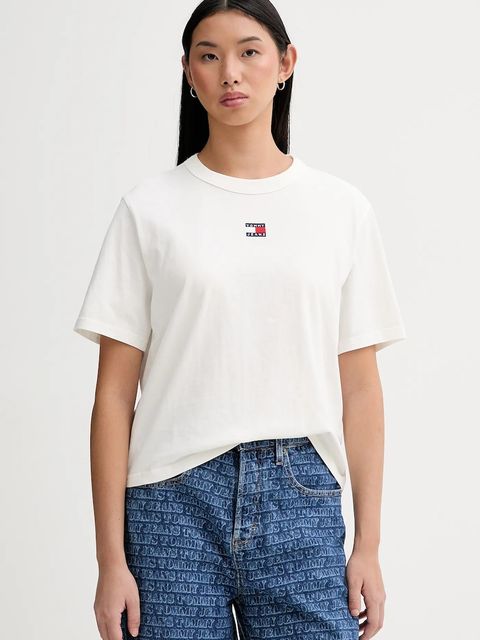 Tommy Jeans t-shirt bawełniany damski kolor beżowy DW0DW22202 - zdjęcie produktu nr 1