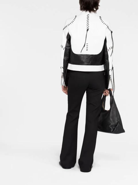 Chloé whipstitch-detailing leather jacket - White