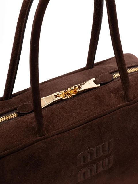 Miu Miu embossed-logo top-handle bag - Brown