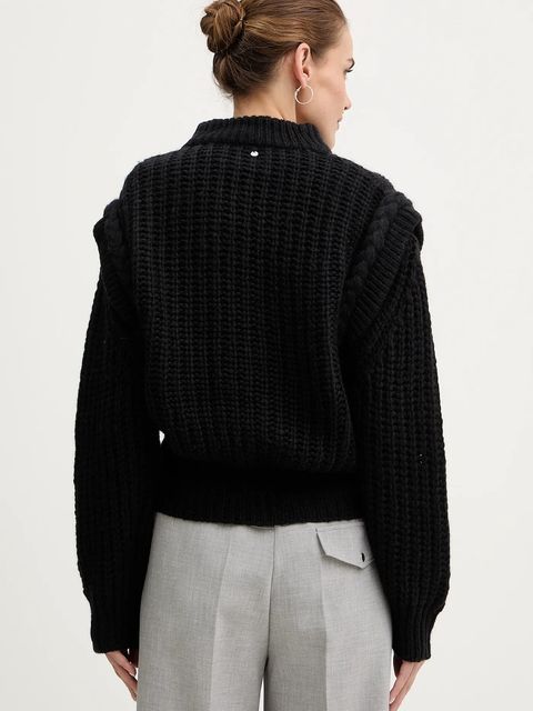 BOSS Orange sweter z dodatkiem wełny damski kolor czarny 50548951