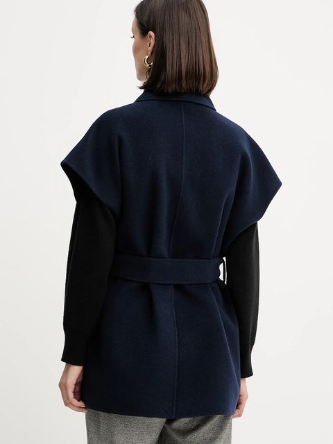 Weekend Max Mara bezrękawnik z wełną ELEGIA kolor granatowy przejściowy 2525276021600 - zdjęcie produktu nr 2