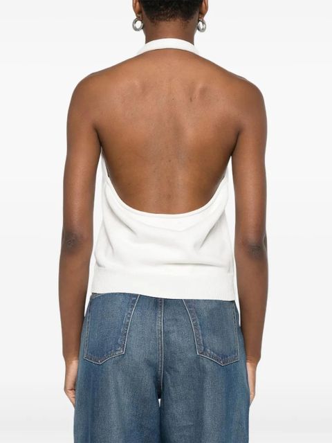 Aya Muse halterneck knitted tank top - White
