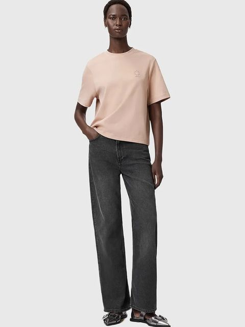 AllSaints t-shirt bawełniany damski kolor beżowy W220JC