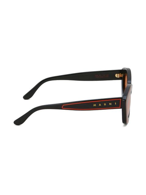 Marni Eyewear logo-print oval-frame sunglasses - Black