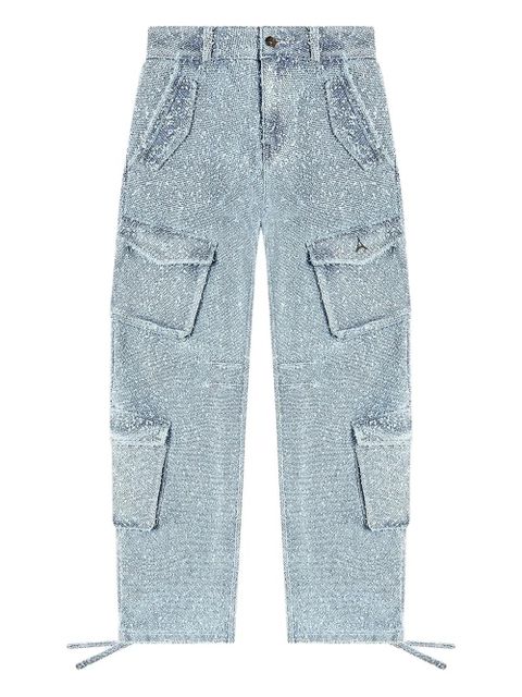 Manière De Voir Anne high-waisted bouclé denim cargo trousers - Blue - zdjęcie produktu nr 1
