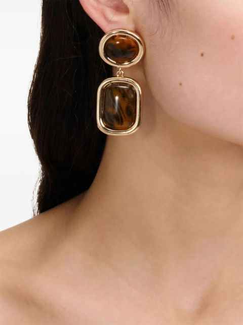 Self-Portrait tortoiseshell framed earrings - Gold - zdjęcie produktu nr 2