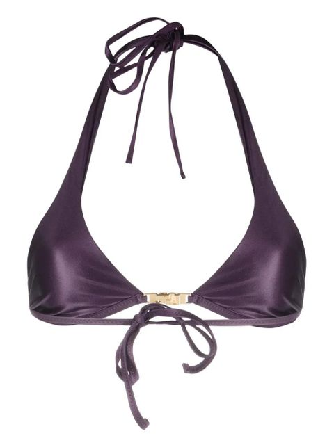 GCDS logo-plaque halterneck bikini top - Purple