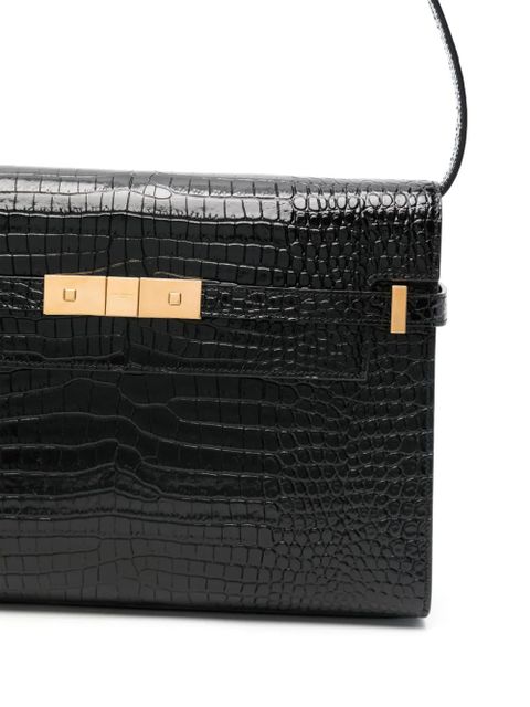 Saint Laurent Manhattan crocodile-embossed shoulder bag - Black