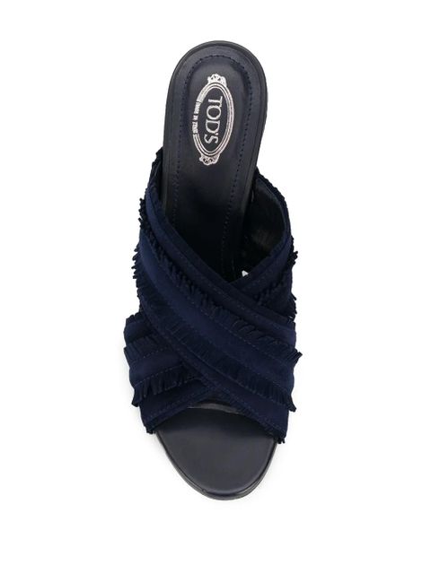 Tod's fringed suede sandals - Blue