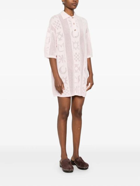 Nanushka polo-neck patterned shirt dress - Pink