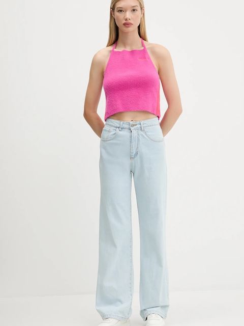 adidas Originals top Fluffy Halter kolor fioletowy odkryte plecy JW6002 - zdjęcie produktu nr 2