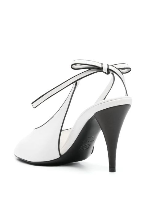 Miu Miu 90mm nappa leather slingback pumps - White