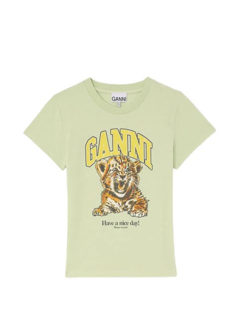 GANNI tiger-print T-shirt - Green - zdjęcie produktu nr 1