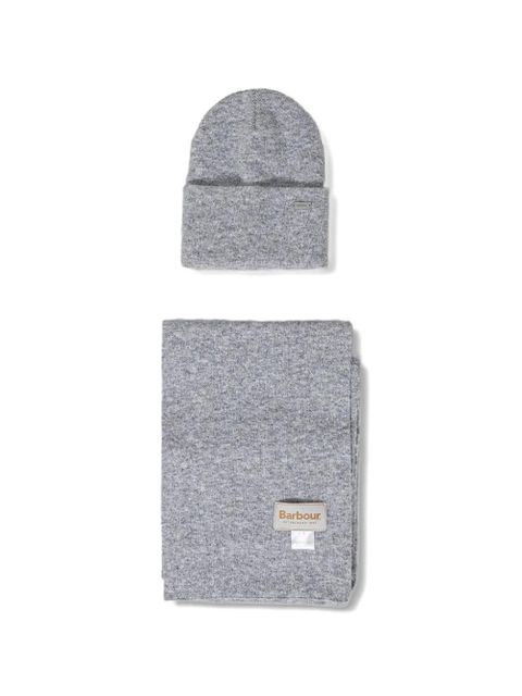 Barbour logo-plaque beanie hat and scarf set - Grey - zdjęcie produktu nr 1