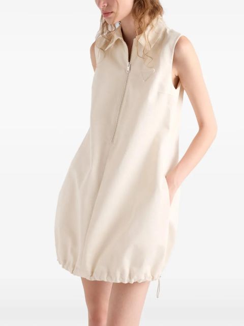 Prada half-zip drawstring-hem mini dress - Neutrals