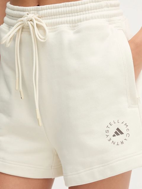 adidas by Stella McCartney szorty treningowe damskie kolor beżowy gładkie high waist JX6786