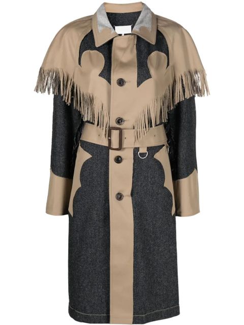 Maison Margiela fringed panelled single-breasted coat - Neutrals - zdjęcie produktu nr 1