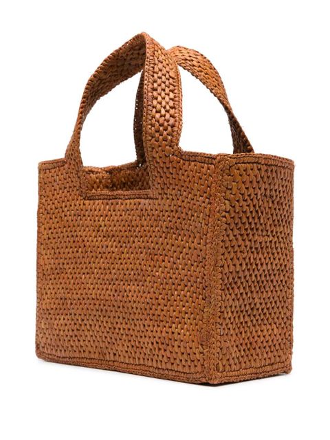LOEWE Font Tote raffia tote bag - Brown