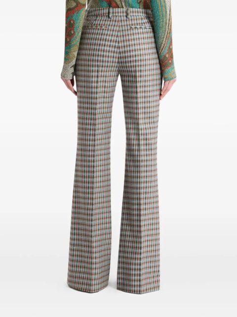 ETRO gingham flared trousers - Blue
