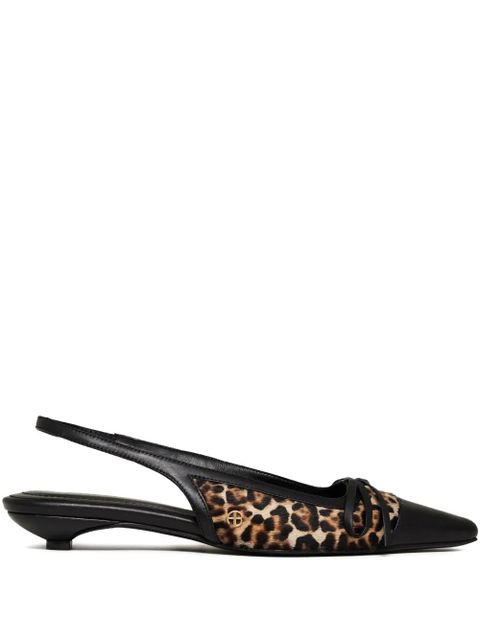 ANINE BING Zoey leopard-print slingback ballet flats - Black - zdjęcie produktu nr 1