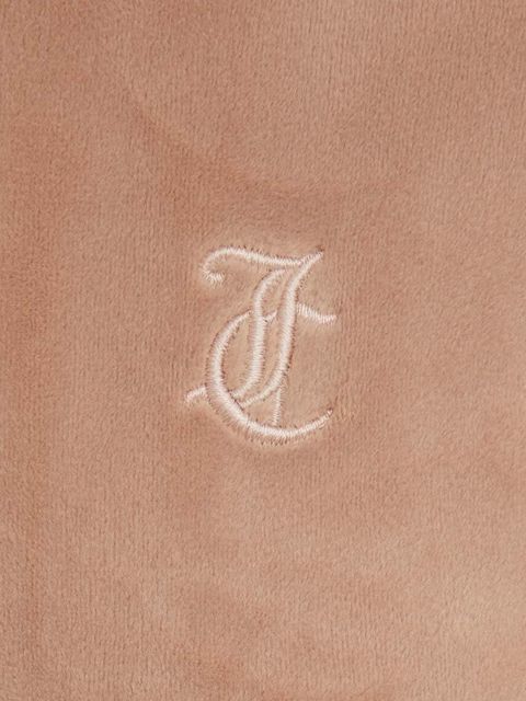 Juicy Couture bluza welurowa kolor beżowy z kapturem gładka