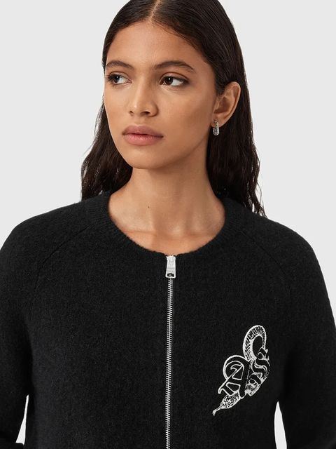 AllSaints kardigan z dodatkiem wełny JAQUELINE kolor czarny W042KD