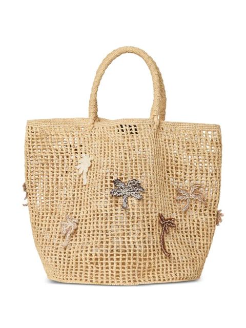 Alanui Where The Waves Begings palm-tree raffia tote bag - Neutrals - zdjęcie produktu nr 1