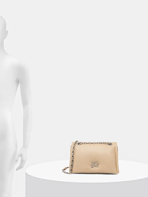 Karl Lagerfeld torebka skórzana kolor beżowy A1W30173