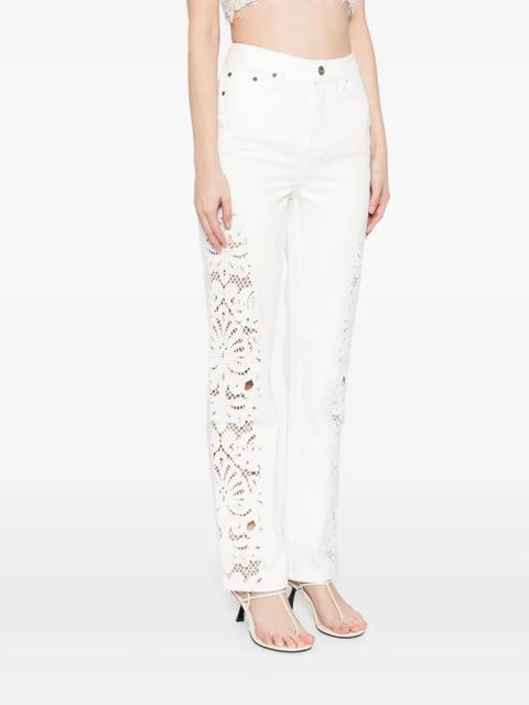 Self-Portrait embroidered cotton jeans - White - zdjęcie produktu nr 2