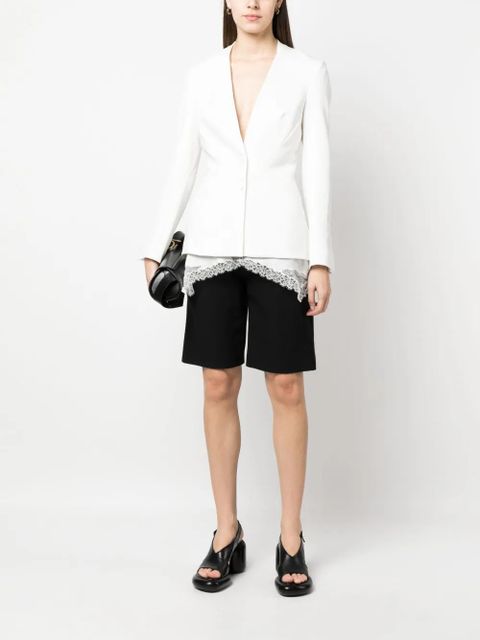 Simkhai lace-hem collarless blazer - White - zdjęcie produktu nr 2